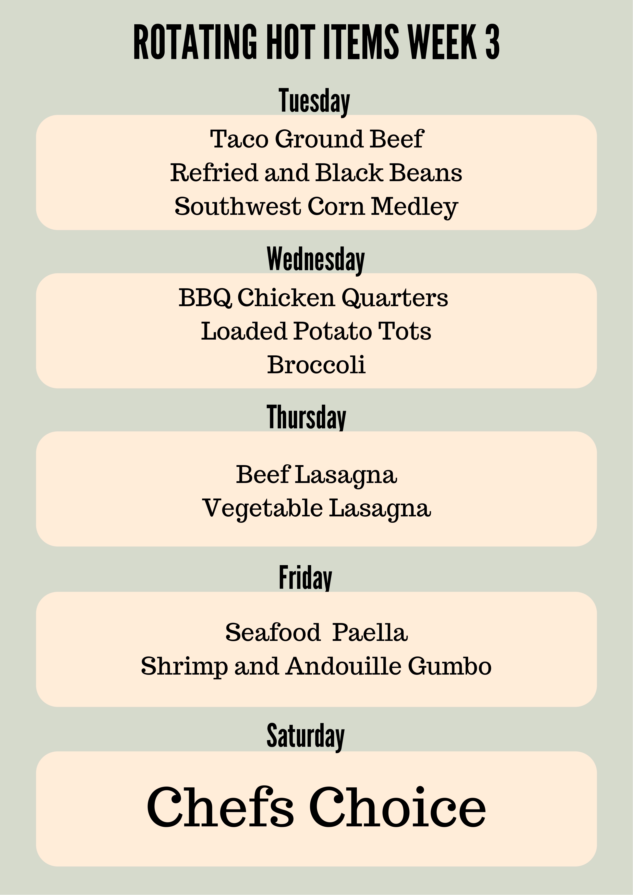 Rotating Hot Items Week 3